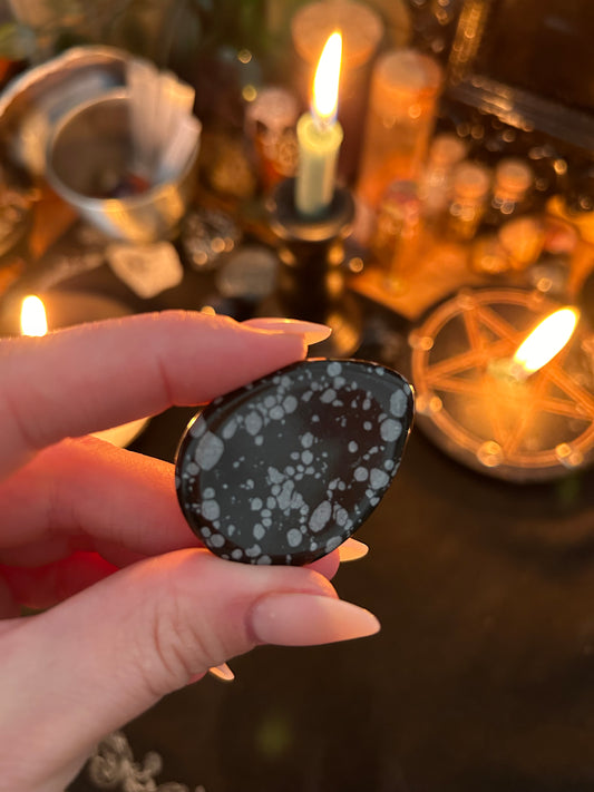 Snowflake Obsidian Worry Stone